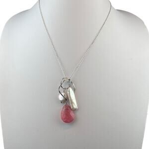 Handpicked Sterling Silver Necklace 18" Chain Real Pearl Dangles